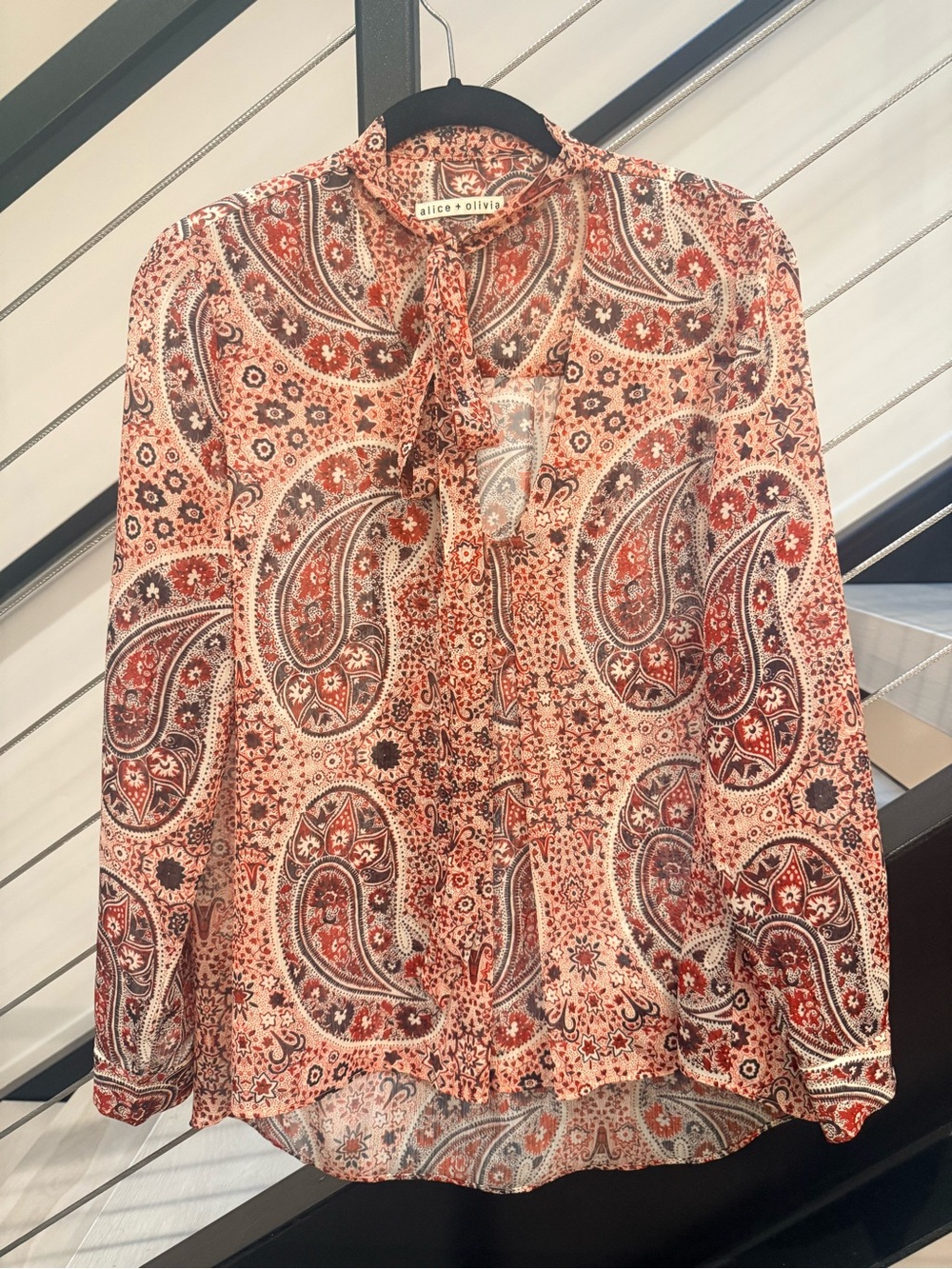 alice + olivia Women's Red Paisley Print Top